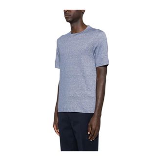 Brunello Cucinelli Brunello Cucinelli, T-Shirts, male, Blue, Size: 2XL Linen Blend T-shirt