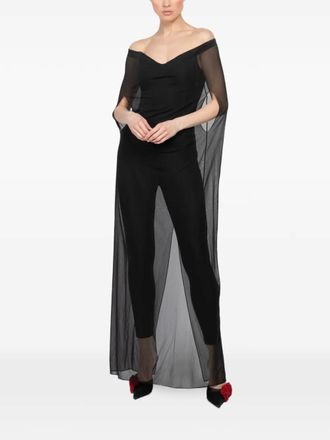 Brandon Maxwell Samira off-shoulder jumpsuit - Zwart