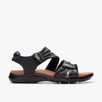 Clarks Kitly Ave Zwarte Leren Sandalen