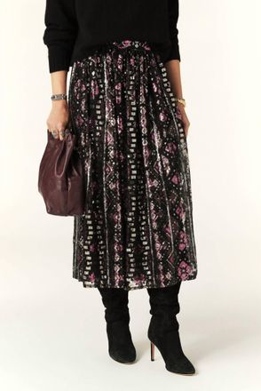 BA&SH Pippa Mid-Length Skirt In Noir
