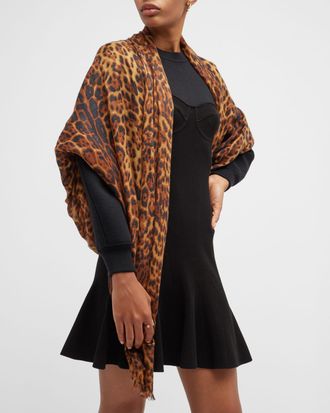 Sofiacashmere Lightweight Cashmere Leopard-Print Scarf