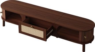 STILVORA Mueble Tv Con 2 Puertas Correderas Y 2 Cajones De Rat&aacute;n, Estilo Natural, Sal&oacute;n, En Tablero, 170&times;39,5&times;38 Cm