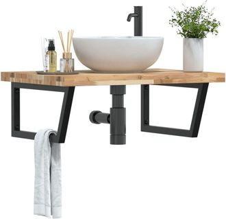 vidaXL Estante De Lavabo De Pared Acero Y Madera Maciza De Acacia Vidaxl