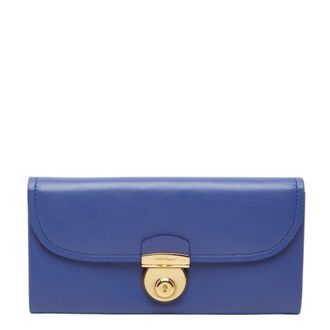 Ferragamo Light Blue Leather Long Wallet (Bi-Fold) (Pre-Owned)