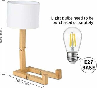 Gabrielle L&aacute;mpara De Escritorio Gabrielle Creative Robot, Ajustable, Con Soporte Para Libros, De Madera, Con Pantalla De Tela Y Rosca E27 Para Iluminaci&oacute;n Decor