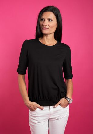 Seidel Moden Rundhalsshirt SEIDEL MODEN, Damen, Gr. 34, schwarz (schwarz,99), Jersey, Obermaterial: 95% Viskose, 5% Elasthan, Rundhals, mit Cut Outs, Shirts Rundha