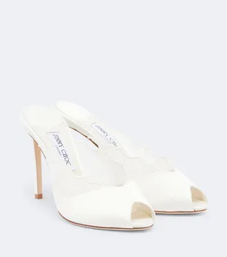 Jimmy Choo London Mules Brigitte de sat&eacute;n con encaje