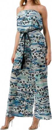 Ariella Tube Wide Leg Jumpsuit In Blue