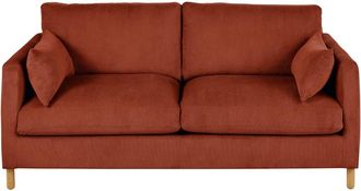 Maisons du monde Sofá cama de 3/4 plazas de pana naranja, colchón de 10 cm