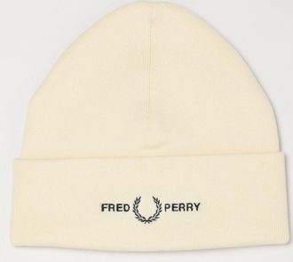 Fred Perry Cappello beanie in cotone con logo ricamato e risvolto