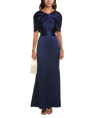 Badgley Mischka Cape Sash Gown