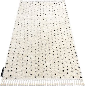 RugsX Rugsx - Alfombra Berber Syla B752 Puntos Crema Franjas Bereber Marroqu&iacute; Shaggy Beige 160x220 Cm