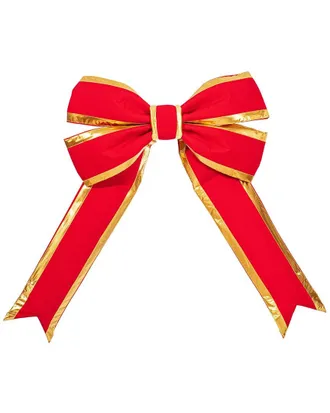 Vickerman 12In X 15In Red Canvas Gold Trim Outdoor Christmas Bow With Uv Treated Material & Wire To Hang