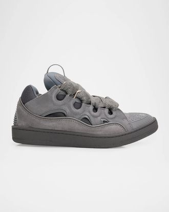 Lanvin Men & apos;s Curb Tonal Suede and Mesh Sneakers