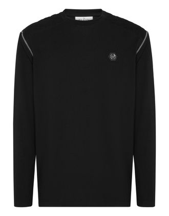 Philipp Plein Round Neck T-Shirt Long Sleeve With Zippers On Sleeves
