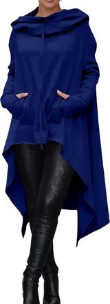 Generic Women Long Hoodie Sweatshirt UK Clearance Ladies Long Sleeve Hoodies Drawstring Hoody Jumper Asymmetric Hem Longline Pullover Oversized Hooded Sweatsh