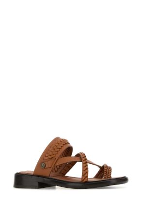 Burberry Womens Caramel Leather Thong Slippers Lundybrown Flat Shoes