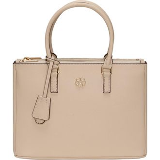 Gorski Top Handle Leather Purse with Crossbody Strap in Beige at Nordstrom