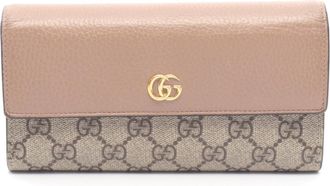 Gucci Beige Brown Pink Leather Pvc Long Wallet (Bi-Fold) (Pre-Owned)