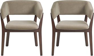 Manhattan Comfort Set Of 2 Blake Dining Armchairs With Beech Wood Legs