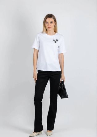 Margittes Flower Gem Short Sleeve Tee In White