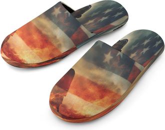 Generic Firefighter U.S. Flag Mens Cotton Slippers Memory Foam Comfort House Shoes Winter Indoor Slipper for Hotel Casa Spa