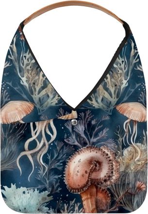 Generic Jellyfish Reusable Lightweight Grocery Bags - Foldable Into Compact Pouch, Washable & Sturdy, Multipurpose for Shopping and Travel