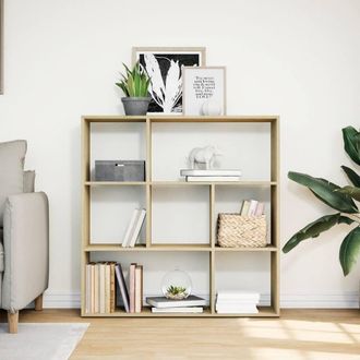 Berkfield Home Room Divider Bookcase Sonoma Oak 102x29x103.5 cm Engineered Wood in Light Tan