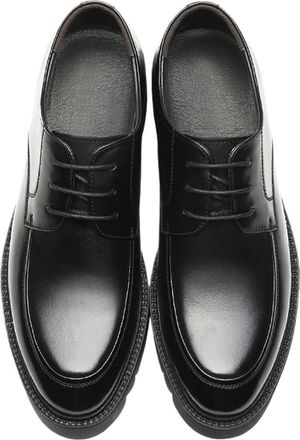 Generic Mens Genuine Leather Dress Shoes for Business and Casual Wear, Breathable Cushioned Sole, Durable Lace-Up Design(7.5 UK) Black