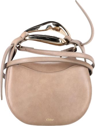 Chloé Pre-owned Womens Chloé Small Grain Kiss Bag Motty in Beige Calfskin Leather Sheepskin - One Size