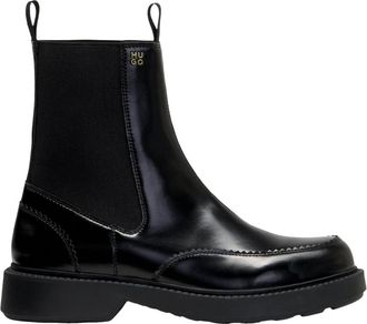 HUGO BOSS Enkellaarsjes - Dames - Chelseaboots - Zwart - 39 EU - Leer - Schoenen