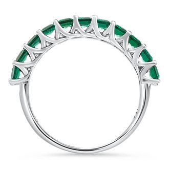 Pompeii3 2.50Ct Emerald 11-Stone Wedding Anniversary Ring Stackable 14k White Gold Band
