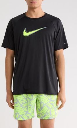 Nike Short Sleeve Hydroguard Swim Shirt in Black at Nordstrom Rack, Size X-Large