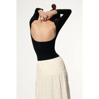 H&M Textured jersey midi skirt in Cream at Nordstrom, Size Large