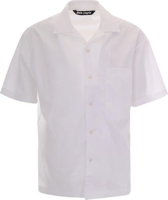 Palm Angels Curved Logo Short-Sleeve Bowling Shirt