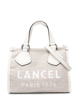Lancel logo-print tote bag - women - Fabric/Calf Leather - OS - Neutrals