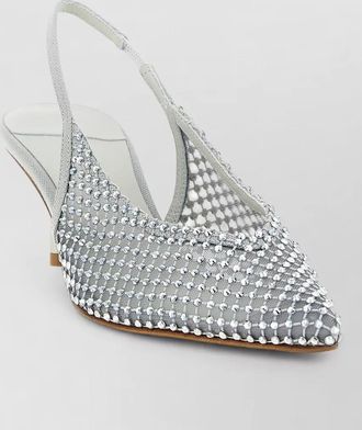 Le Silla gilda slingback pumps kitten heel crystal