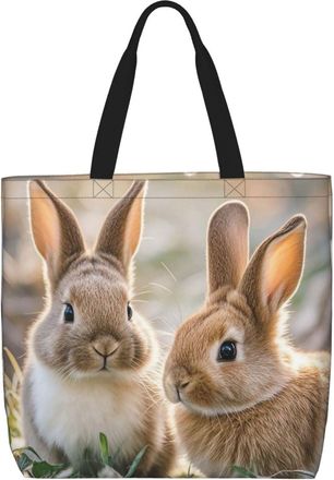 Generic Two Little Cute Rabbits Shoulder Bag Durable Carry Bag Waterproof Handbags For Work College Beach