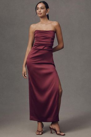 BHLDN Strapless Stretch Satin Maxi Dress