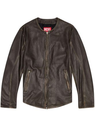 Diesel L-Emma leren jack - Bruin