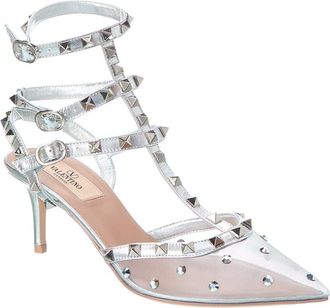 Valentino Rockstud Caged 65 Mesh & Leather Pump