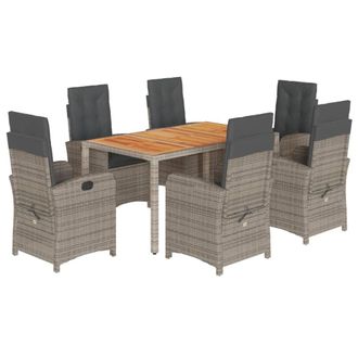 vidaXL Set Da Pranzo Da Giardino 7 Pz Con Cuscini In Polyrattan Grigio - Vidaxl