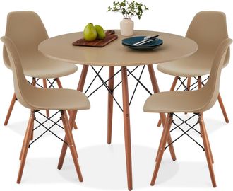 Best Choice Products 5-Piece Compact Mid-Century Modern Dining Set w/ 4 Chairs, Wooden Legs