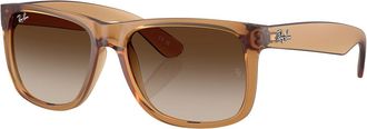 Ray-Ban JUSTIN Brown Gradient Square Mens Sunglasses RB4165F 681413 55