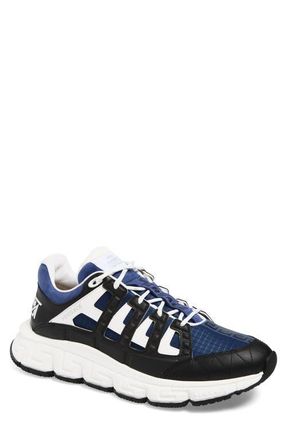 Versace Trigreca Sneaker in Black Blue Petrolio White at Nordstrom, Size 14Us
