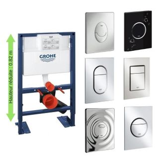 GROHE Bastidor De Soporte Para Inodoro De Baja Altura Con Placa De Accionamiento Grohe Placa De Accionamiento Skate Air, Horizontal, Blanco Alpino