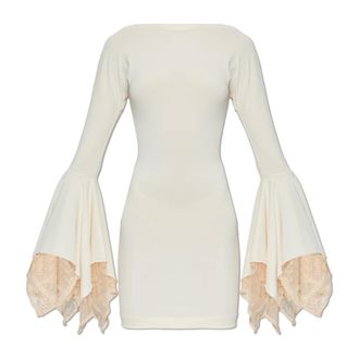 Blumarine Party Dresses, female, Beige, Size: XS Cream Long-Sleeved Dress