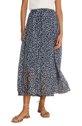 Nic+Zoe Leopard Crinkle Maxi Skirt in Indigo Multi at Nordstrom, Size Medium