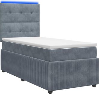 vidaXL Cama De Muelles Con Led Y Colch&oacute;n Gris Oscuro 90 X 190 Cm Vidaxl
