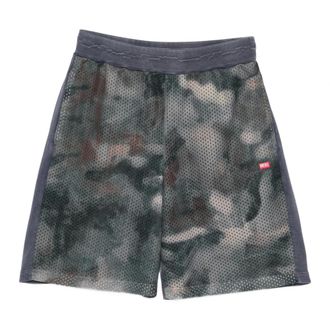 Diesel Casual Shorts, male, Gray, Size: M Camouflage Mesh Track Shorts
